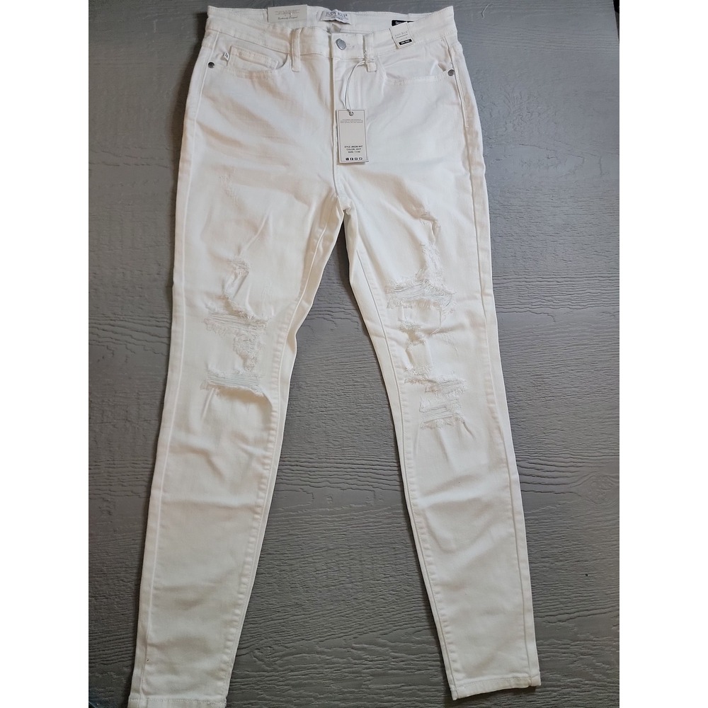 Judy Blue White Distressed Skinny Jeans High Rise JB82280 WHT Size 11/30 NEW